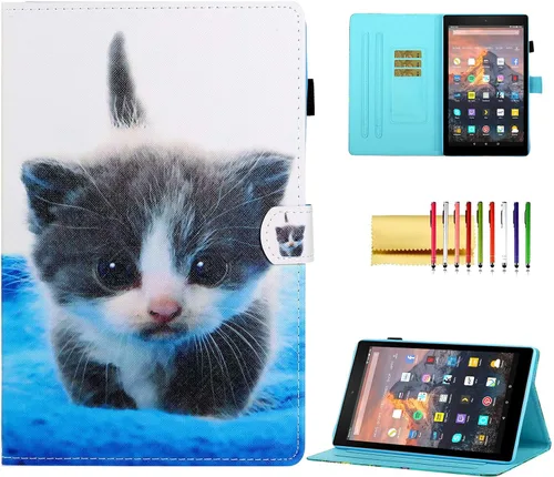 Miniatura 18 de Funda tipo cartera para tableta Amazon Fire HD 10 (5ª generación/7ª generación/9ª generación), soporte plegable delgado