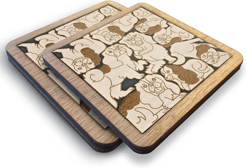 Miniatura 28 de 02 Posavasos de Perro Beagle - Juego de Posavasos de Madera con Rompecabezas de Perro Beagle - Posavasos Entrelazados tipo Rompecabezas con Diseño