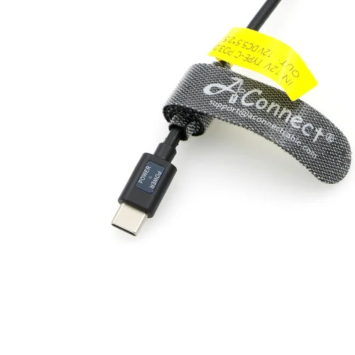 Miniatura 2 de Cable de alimentación tipo C de ángulo recto macho de 12 V PD a CC de 0.217 x 0.098 in con indicador de alimentación para monitores LCD KiPRO