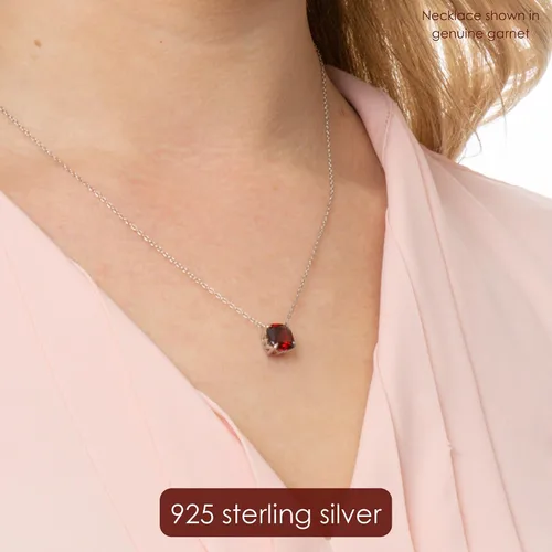 Miniatura 3 de Nicole Miller Collar de piedra natal de 3 quilates de corte cojín para mujer, collares con colgante de plata de ley 925, cadena ajustable de 18