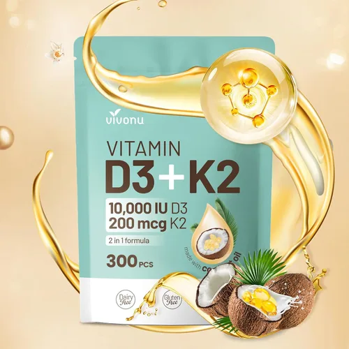 Miniatura 13 de VivoNu Gotas de vitamina D3 K2, D3 20000 UI y K2 como MK-7 400mcg con magnesio, calcio, zinc y Omega 3 para inmune*, estado de ánimo*, hueso* salud