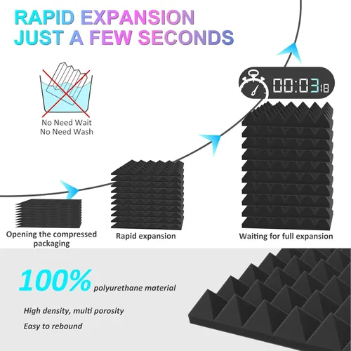 Miniatura 3 de JBER Paneles de espuma acústica de sonido, paquete de 6 unidades de 2 x 12 x 12 pulgadas, tratamiento de insonorización de carbón, acolchado