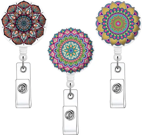 Miniatura 10 de Paquete de 3 Carretes para Insignias - Lindo Portainsignias Retráctil con Clip de ID para Accesorios de Enfermera para el Trabajo, Divertidos