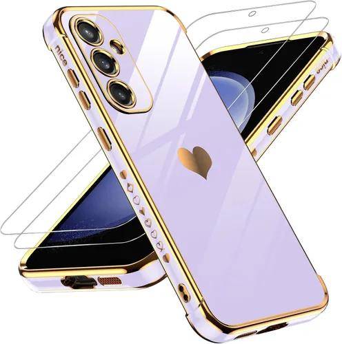 Miniatura 43 de LeYi for Moto G 5G 2025 Case: with Tempered Glass Screen Protector [2 Pcs]+ Full Camera Lens Protection,Love Heart Plating Cute Luxury Soft TPU