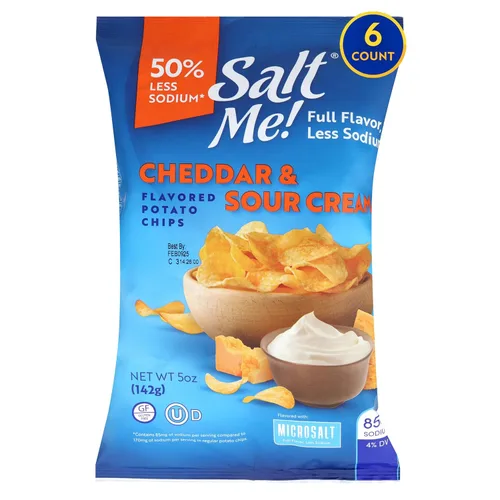 Miniatura 10 de SaltMe! Paquete variado de 4 sabores, 50% bajo en sal, Kosher, sin OMG, Better for You, Original-BBQ-SC & Onion-Ched & Sour Cream 5 onzas, paquete
