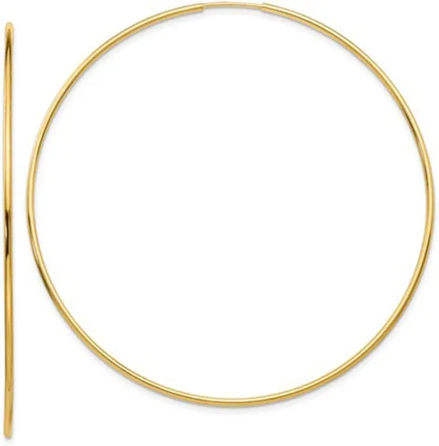 Pendientes de aro sin fin continuos de oro amarillo de 14 quilates, tubo de 0.047 in
