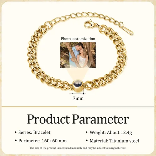 Miniatura 2 de Nameinhea Pulsera con imagen en el interior, pulsera personalizada de proyección de fotos, pulsera conmemorativa personalizada para mujeres, novia