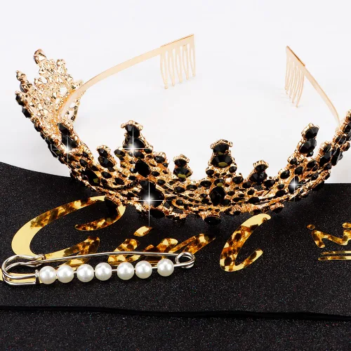 Miniatura 2 de TOBATOBA Banda de Cumpleaños Coronas de Cumpleaños para Mujeres Niñas, Decoraciones de Cumpleaños para Mujeres, Metal Diamante falso Cristal