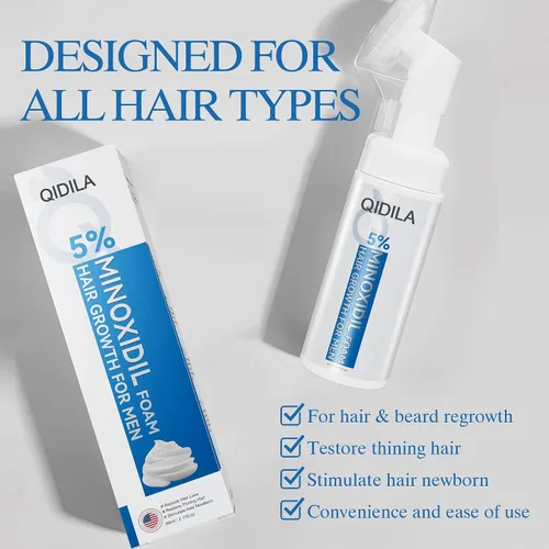 Miniatura 4 de Espuma de minoxidil al 5% para el crecimiento del cabello y la barba de hombres, solución tópica ligera recomendada por dermatólogos, tratamiento
