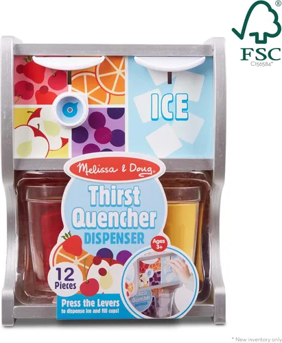 Miniatura 4 de Melissa & Doug - Dispensador de bebidas de madera con tazas, inserciones de jugo, cubitos de hielo (10 unidades)