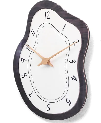 Miniatura 9 de Reloj de pared retro de mediados de siglo con forma irregular, silencioso sin tictac, funciona con pilas, 14 x 10 pulgadas, reloj de arte vintage