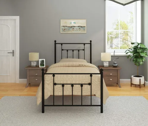 Miniatura 3 de Golden Gate Beds - Estructura de cama plataforma de metal estilo victoriano con cabecera y pie de cama de hierro forjado antiguo, base de colchón