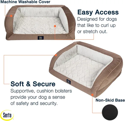 Miniatura 3 de Serta Cama ortopédica acolchada tipo sofá para perros - Marrón chocolate (Pequeño)