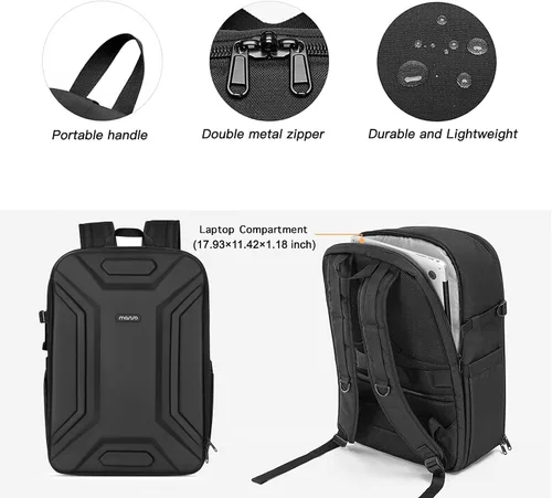Miniatura 4 de MOSISO Mochila para cámara DSLR/SLR/SLR/sin espejo, impermeable, simétrica geométrica, carcasa rígida con soporte para trípode y compartimento