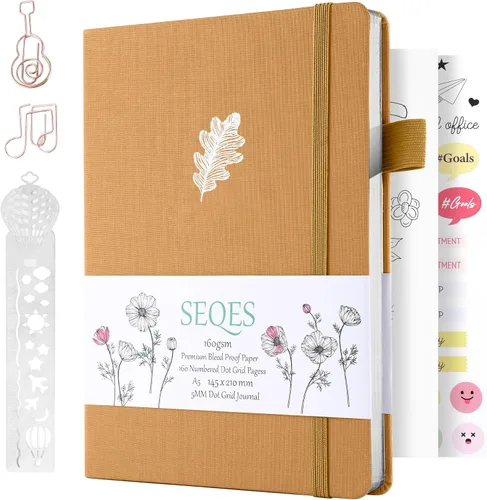 Miniatura 16 de Cuaderno Diario Punteado de Bala A5 Papel Grueso de 160gsm a Prueba de Sangre, Encuadernación Plana, 160 Páginas Numeradas Cuaderno