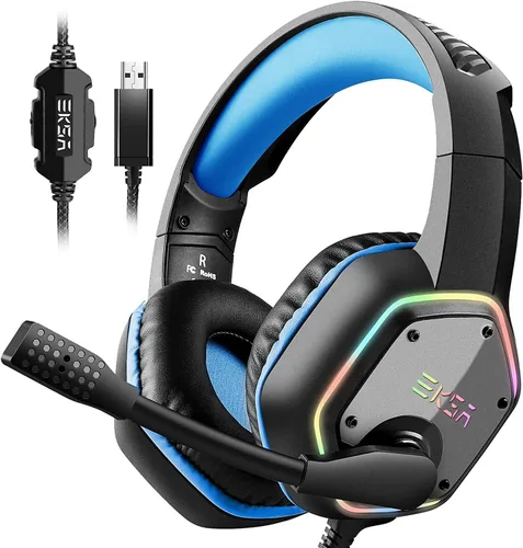 Miniatura 16 de EKSA E1000WT Wireless Gaming Headset,2.4GHz USB Gaming Headphones with Microphone for PC, PS5, PS4, Nintendo Switch, 7.1 Surround Sound Headset, RGB