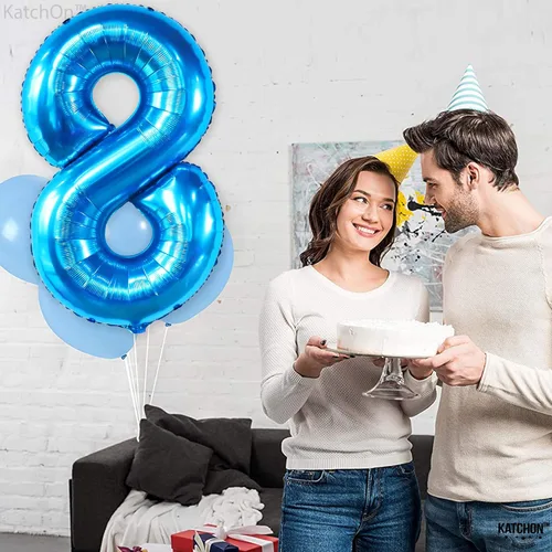 Miniatura 898 de KatchOn, Globo grande azul número 2 de 40 pulgadas Decoraciones de cumpleaños de Baby Shark para niño de 2 años Globo azul número 2 Globo