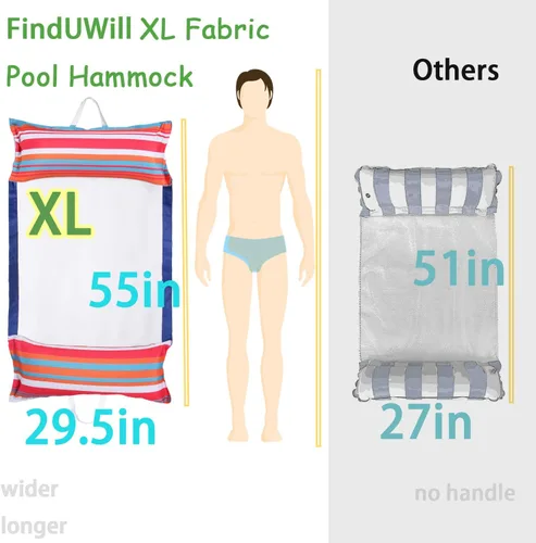 Miniatura 7 de FindUWill Flotadores de tela para piscina, XL, paquete de 2 hamacas inflables 4 en 1 (silla, silla, hamaca, flotador), tumbona flotante de piscina