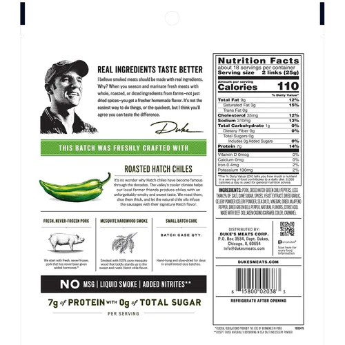 Miniatura 2 de Duke's Hatch Green Chile and Cajun Style Andouille Smoked Shorty Sausages Bundle 16 onzas