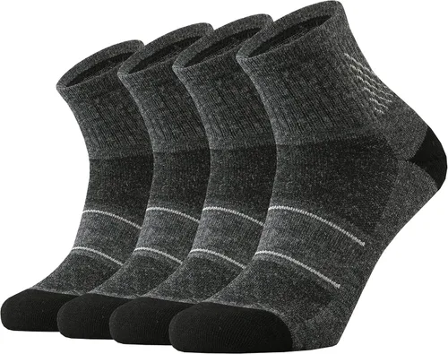 KMM Calcetines tobilleros de lana merino de corte bajo para hombre, ligeros, con un cuarto de amortiguación, anti ampollas, senderismo, senderismo,