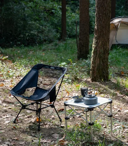 Miniatura 2 de iClimb Silla de camping ultraligera compacta plegable para playa con pies grandes antihundimiento y soporte de espalda con cuerda