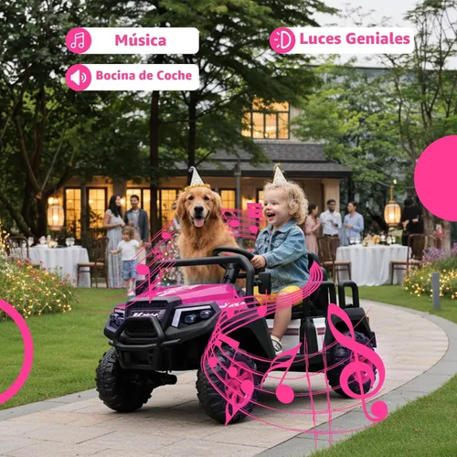Miniatura 7 de Coche eléctrico para niños, juguetes de 24 V y 4 plazas con control remoto para padres, suspensión de 4 ruedas, capacidad máxima de peso de 220 Rosa