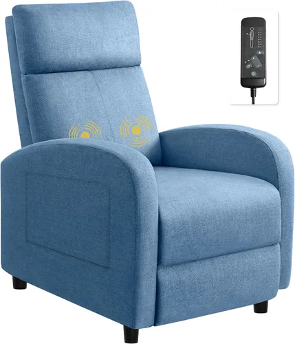 Miniatura 11 de Furniwell Silla reclinable de masaje para sala de estar, silla ajustable de cuero sintético reclinable, asiento para cine en casa, sofá individual