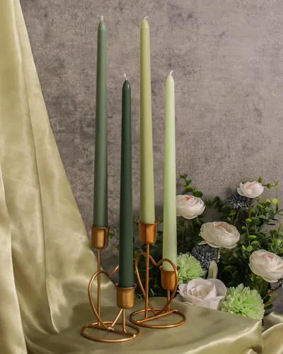 Miniatura 3 de Viyffo Paquete de 4 velas cónicas verdes de 12 pulgadas, sin perfume, sin humo, largas y altas para candelabros, boda, decoración del hogar, cena