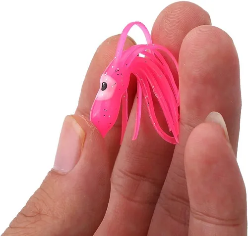 Miniatura 4 de Señuelos de pesca de calamar, 20 faldas artificiales suaves de pulpo, cebo de pesca de agua salada, tamaño de 1.2 pulgadas para pescadores de aguas