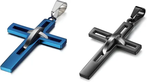 Miniatura 27 de OIDEA Cross Pendant Necklace for Men Women: High Polish Hollow Openwork Stainless Steel Cross Chain Mens Jewelry Gifts
