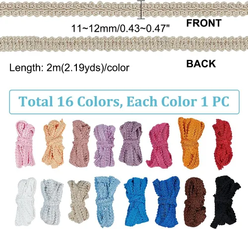 Miniatura 2 de PH PandaHall 34 yardas, cordón trenzado de poliéster tejido de poliéster para coser a mano, manualidades, disfraces, decoración del hogar, 3/8