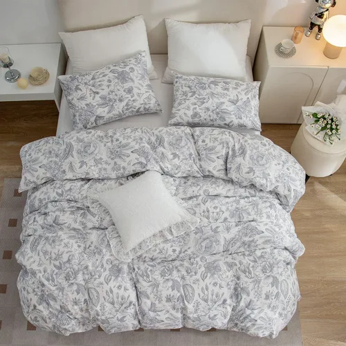Miniatura 4 de Funda de edredón de algodón tamaño Twin con flores, 100% algodón suave, 3 piezas, juegos de ropa de cama florales para niñas, estilo vintage chic