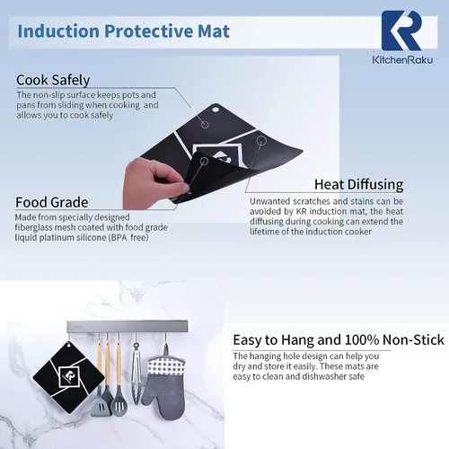 Miniatura 3 de KitchenRaku Tapete para placa de inducción, cubierta superior redonda para estufa, utilizable como tapete para microondas