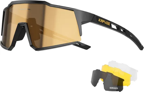 Miniatura 11 de KAPVOE Gafas polarizadas con 1 lente o 4 lentes de protección UV para mujeres y hombres, gafas de sol para ciclismo, marco TR90, para deportes