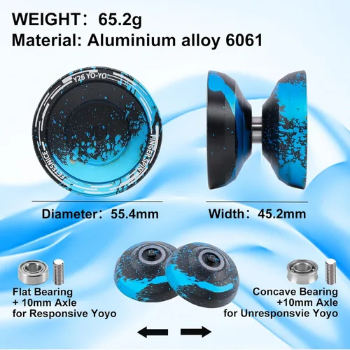 Miniatura 5 de FETESNICE Yoyo profesional de mariposa Y26 - Yoyo giratorio de dedo de doble modo receptivo/no responde, para niños, adultos y jugadores