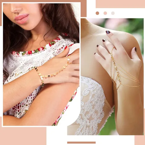 Miniatura 5 de Juego de 8 piezas de cadena de mano pulsera de cristal pulsera de diamantes de imitación pulsera de dedo esclavo cadena de mariposa anillo