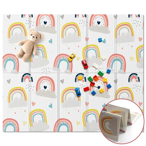 Miniatura 14 de NOONKTY Tapete de juego extra grande de 79 x 71 pulgadas para el suelo, tapete de juego de espuma plegable para bebés de 0 a 12 meses y niños, León