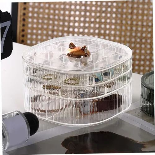 Miniatura 3 de Caja organizadora de joyas apilable transparente con múltiples compartimentos, contenedor de almacenamiento de joyas para aretes, collares