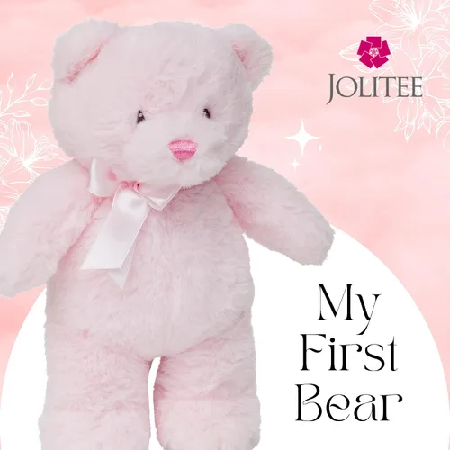 Miniatura 3 de Jolitee My First Bear - Oso de peluche rosa para bebé recién nacido, 10 pulgadas