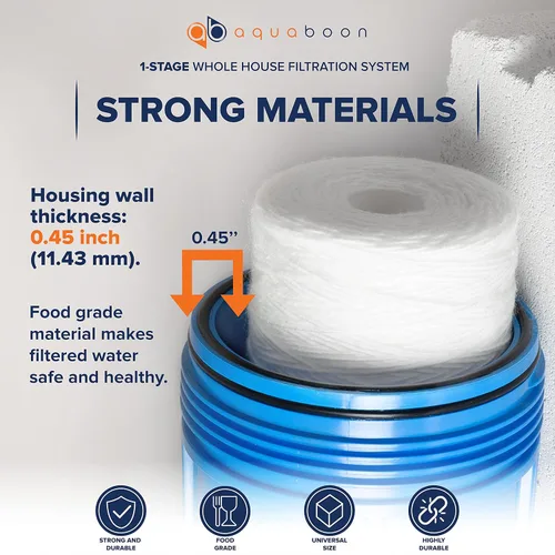 Miniatura 55 de Aquaboon 10x4.5 Carcasa para filtro de agua para toda la casa Filtro de agua certificado NSF para sistema de filtración con medidor y liberación