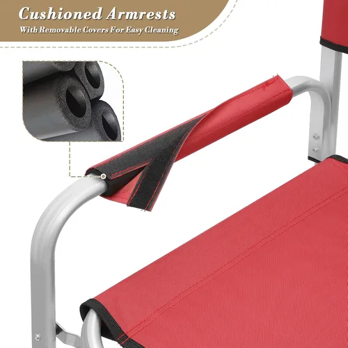 Miniatura 10 de Athena Collection Silla de director de 44.5 pulgadas de alto, paquete de 2, sillas plegables para artista de maquillaje con mesa auxiliar, soporte