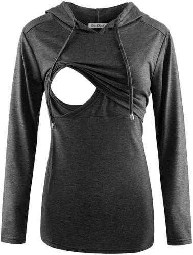 Miniatura 26 de GINKANA Sudadera con capucha para mujer, manga larga, lactancia materna, ropa casual