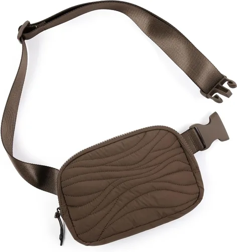 ODODOS Mini bolsa unisex con correa ajustable, pequeña bolsa de cintura para entrenamiento, correr, viajar, senderismo, Acolchado café.