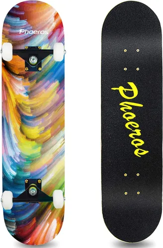 Miniatura 10 de PHOEROS Complete Skateboards- Standard Skateboards for Beginners Kids Boys Girls Teenager- 31''x 10''Canadian Maple Cruiser Pro Skate Board