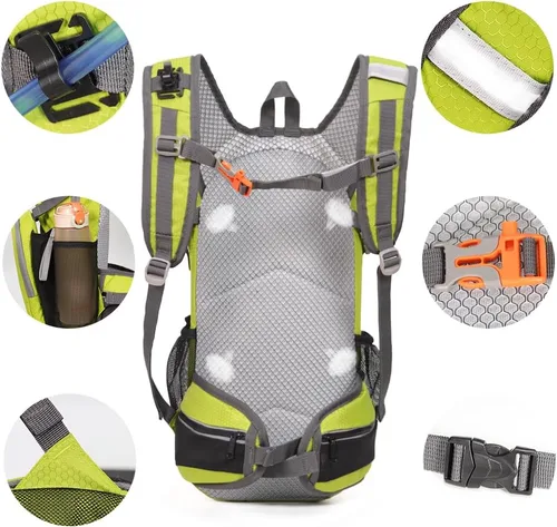 Miniatura 6 de Mochila de senderismo impermeable para ciclismo, 15L, ligera, duradera, para esquí, snowboard, correr, ciclismo MTB Lima