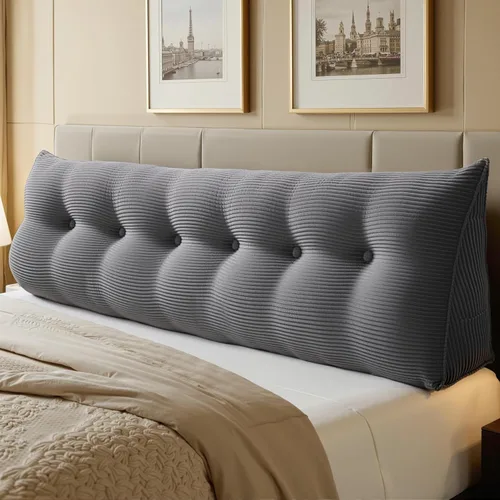 Miniatura 21 de WOWMAX - Almohada triangular para lectura; almohada grande para cabecera y respaldo; almohada en forma de cuña para soporte y posicionamiento