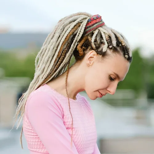 Miniatura 5 de Dingion 9 piezas de lazos para el cabello con cierre en espiral, accesorio de rastas largas, alambre de hierro incrustado para cola de caballo