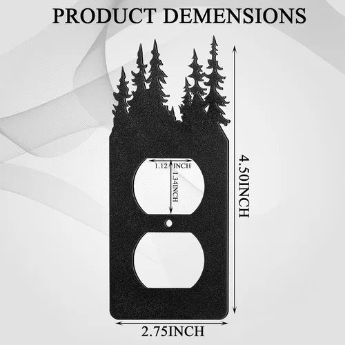 Miniatura 3 de Kingdder 12 Piezas Cubierta de Interruptor de Luz de Metal con Oso Alce Árbol Montaña Alce Negro Placa de Interruptor de Luz Bosque Tomacorriente