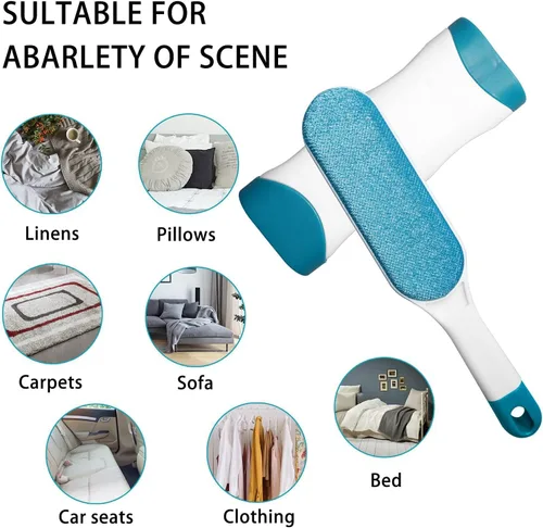 Miniatura 5 de Paquete de 2 cepillos para quitar pelusas de muebles, doble cara autolimpiante suelto para mascotas, limpiador de pelo para ropa, sofá, alfombra