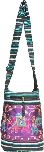 Miniatura 2 de TribeAzure - Bolso bandolera de algodón con diseño de elefante, estilo hobo, estilo bohemio, hippie, libro, amplio, colorido, espacioso e informal